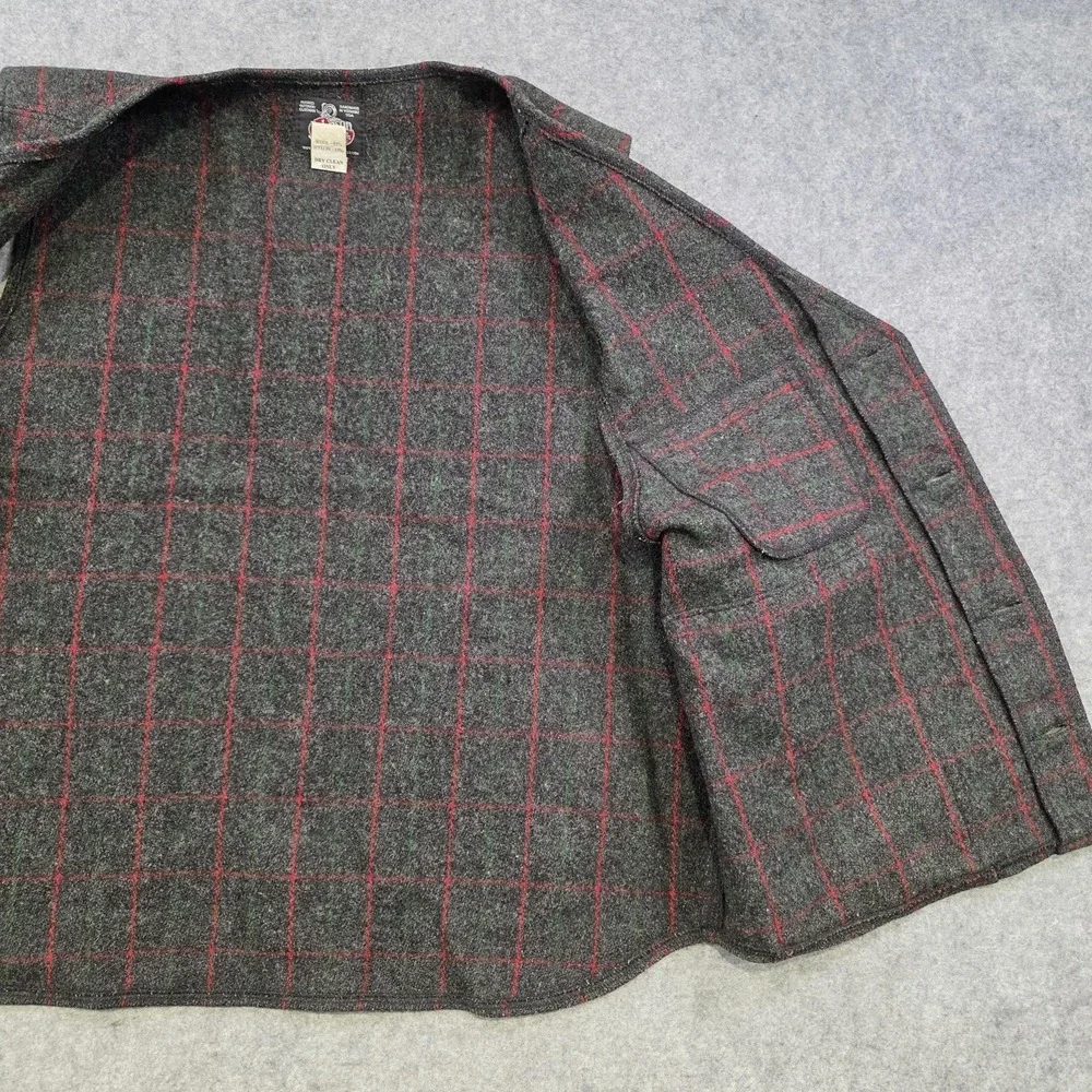 Johnson Woolen Mills Vest Mens XL? Gray Plaid Wool Adirondack PLD USA Hunting